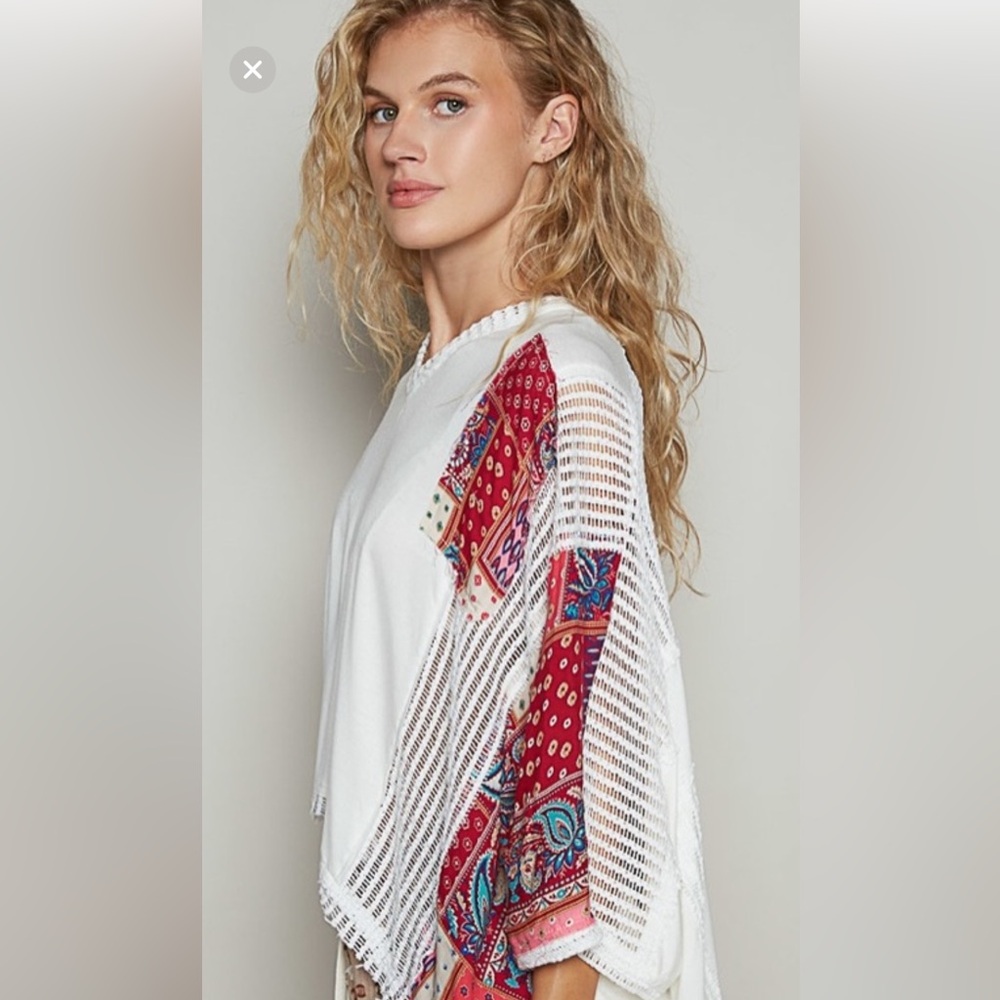 POL White and Red Boho Tunic - Picture 3 of 6